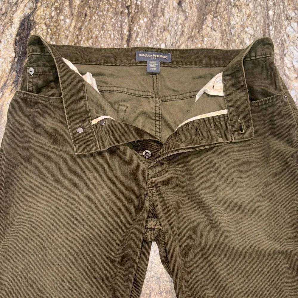 Corduroy Pants Mens 34x30 Olive Green Button Fly Banana Republic